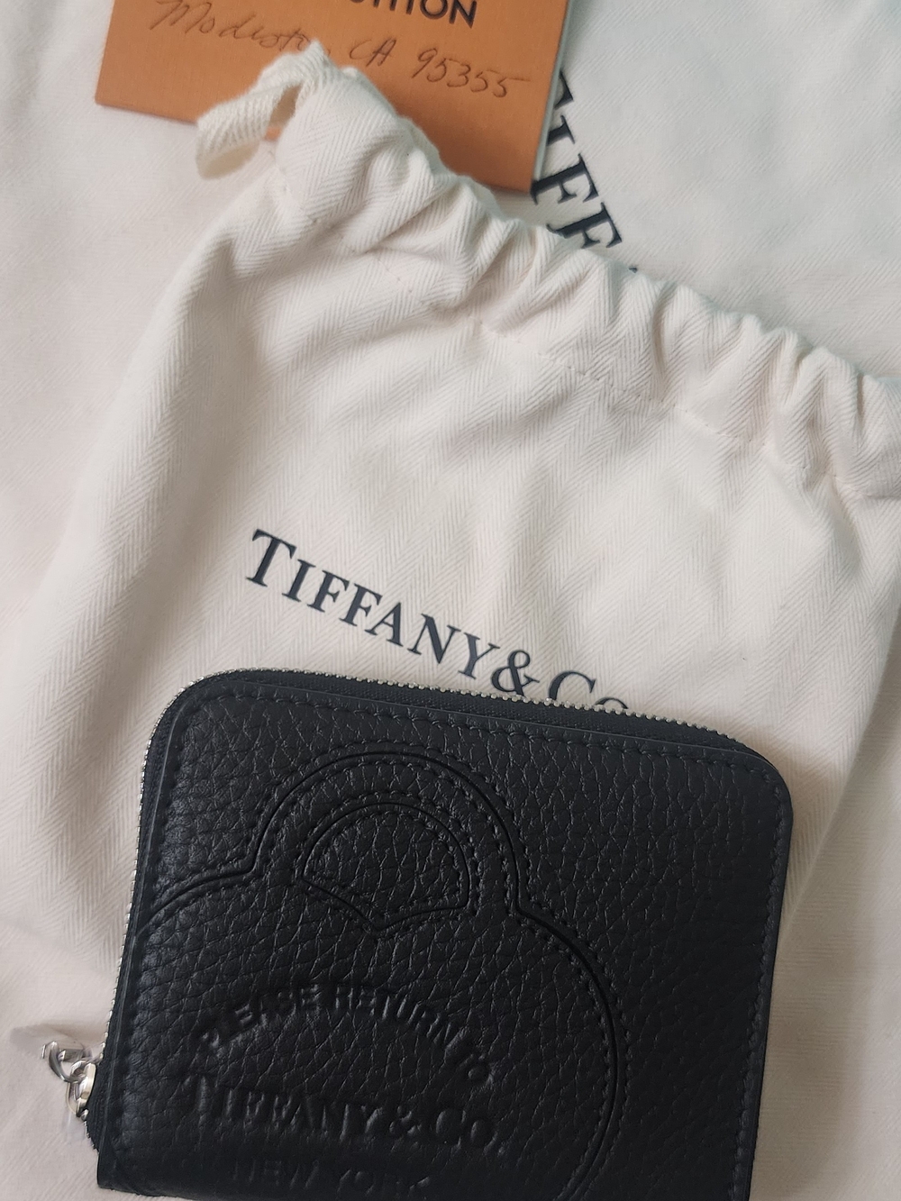 Tiffany & Co. Black Leather Zip Wallet